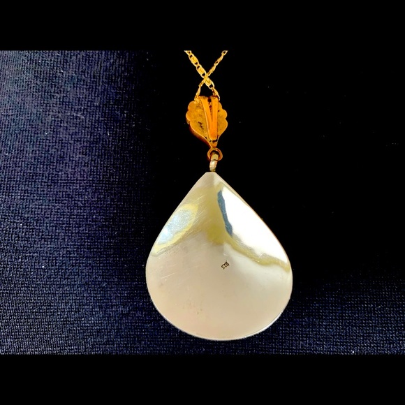 Stunning silver pendant fuchia & green semi-precious stones & shiny rhinestones - Picture 4 of 15